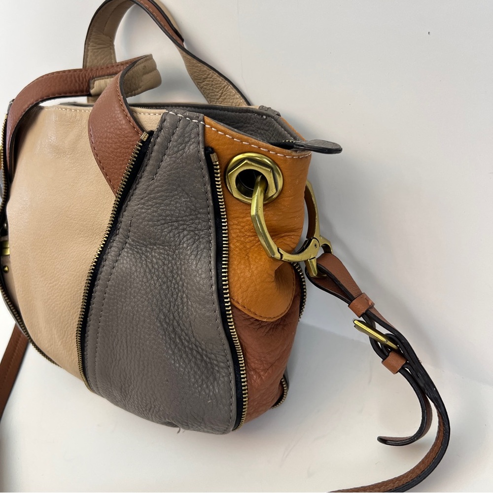 orYANY Bag Lian Color-block Pebbled Leather Shoulder Purse Satchel Zipper Detail - Picture 2 of 11